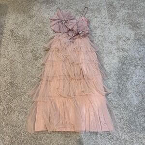 kavita bhartia deep-v sheer tiered tulle dress Kavita Bhartia Deep-V Sheer Tiered Tulle Dress